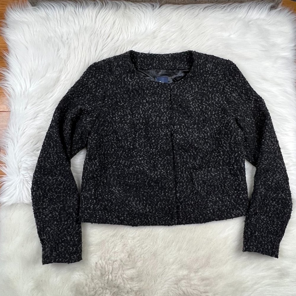 GAP Twill Button Front Paris Short Coat Black Gray Women's Large